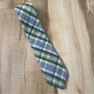 Vintage Tie Men's Plaid Green Blue Yellow Spring Cotton Preppy Wedding Easter